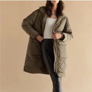 Ashley By 26 International Women's Olive Quilted Puffer Jacket